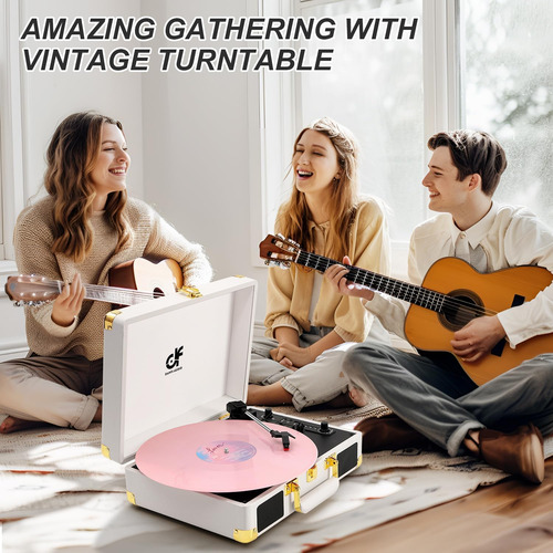 Tocadiscos Vintage, 3 Velocidades, Usb, Bluetooth, Blanco