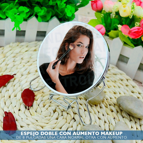 Espejo Maquillaje Makeup Doble Faz Con Aumento 8 Pulgadas