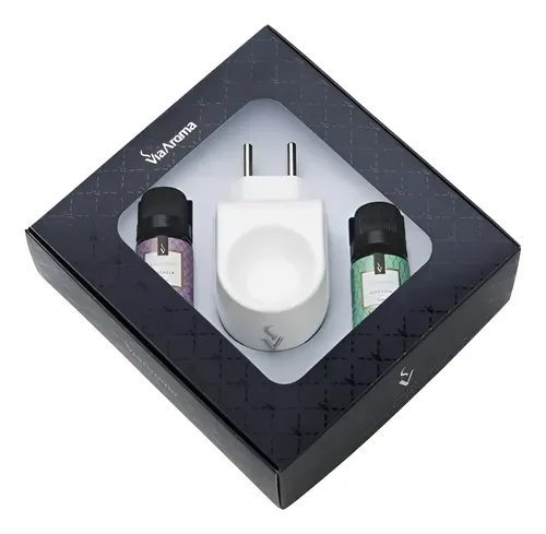 Difusor Via Aroma Elétrico Kit Com 2 Essencias Aromatizantes