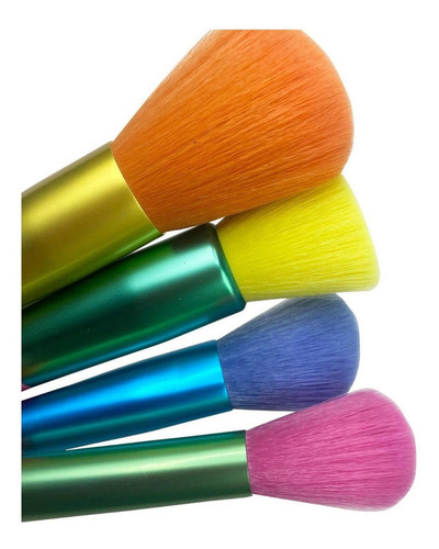 Imagen 7 de 8 de Set Brochas 15 Multicolor Maquillaje Colores