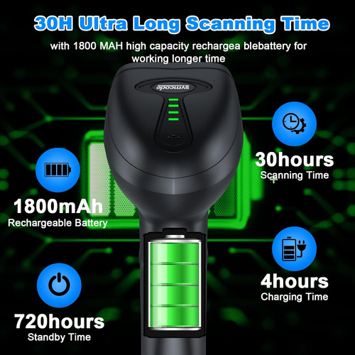 2,4 G Inalámbrico Láser Scan Barcode Scanner Lector Pos Etiq
