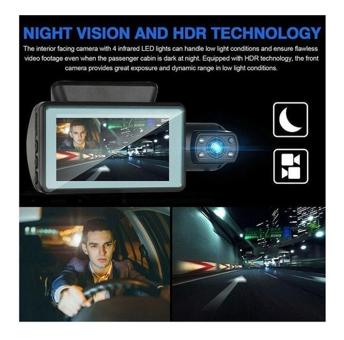 Cámara Dvr Para Vehículos Automotrices Con Doble Lente Uber/