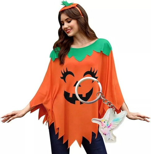Cosplay Disfraz De Poncho Calabaza Halloween Mujer Disfraz