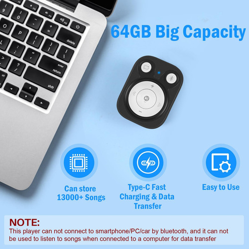 Reproductor De Mp3 Con Bluetooth 53, Mini Mp3 De 64 Gb Con