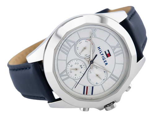 Imagen 3 de 7 de Reloj Tommy Hilfiger Mujer 1781850 Cuero Azul Dual Time