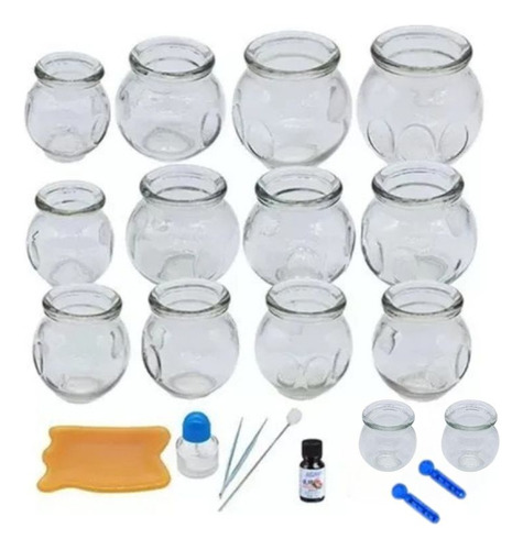 Kit Ventosa De Vidro Terapia Com 14 Peças Completo