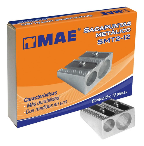 Sacapuntas Metalico Mae Doble 12 Piezas Triangular Smt2- /vc
