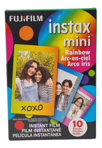 Kit Rollo Papel Camara Instantanea X10 Flims Mini Rainbow 