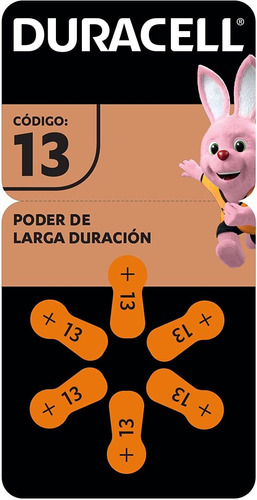 Pilas Duracell Auditiva Hearing Aid 13 Botón - 6 Unidad