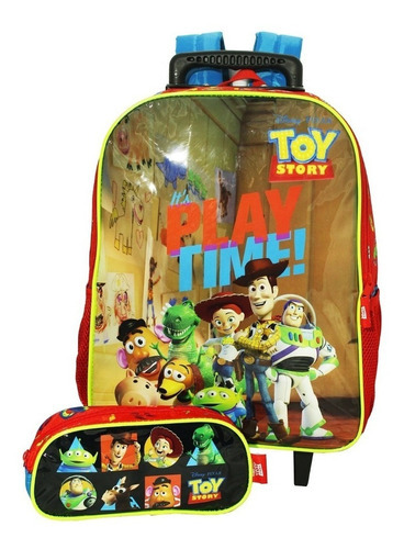 Kit Mochila Toy Story + Estojo Infantil Rodinhas Oficial Esc Cor Marrom-claro