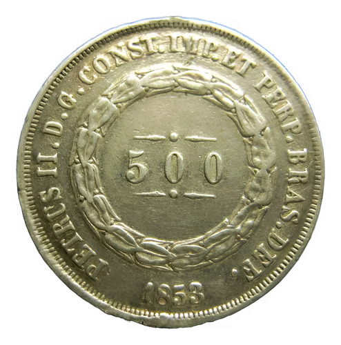 Imperio Do Brasil 1853 Antigua Moneda 500 Reis De Plata Bien