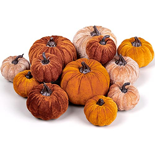 12 Piezas De Calabazas Falsas De Otoño 3 Tamaños, Cal...