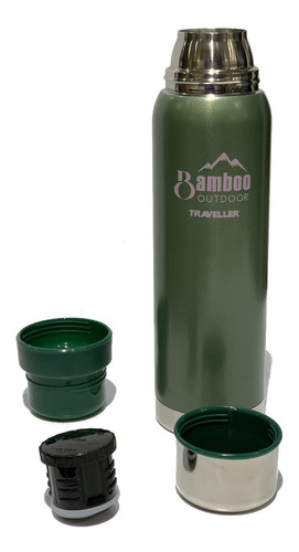 Termo Acero Inoxi Bamboo Traveller 1lts Inal 24hs Agua Calie