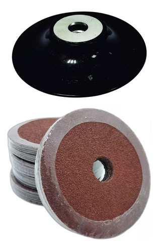 10 Disco Lixa 115mm Lixadeira Ferro Madeira + 1 Suporte M14 Quantidade De Cascalhos 36