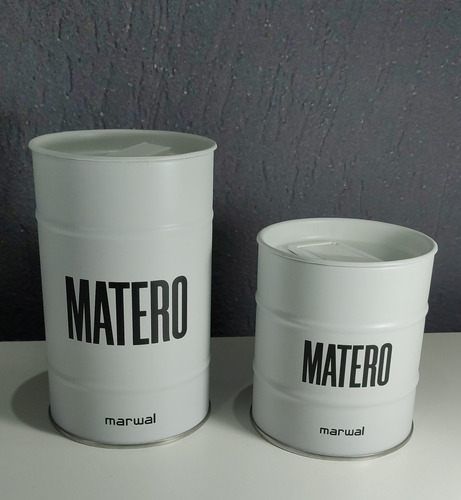 Latas Yerbera Azucarera Kit Set Matero Blanco