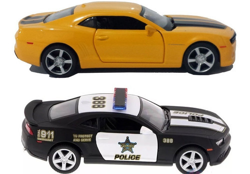 Carrinhos Camaro Polícia + Camaro Amarelo - Ferro E Fricção