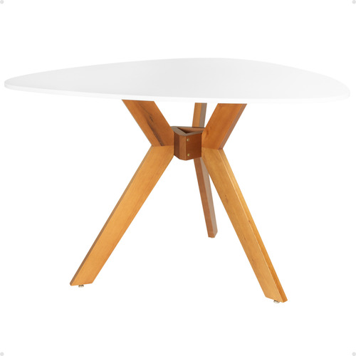 Mesa De Jantar Orgânica Nina 120cm Em Mdf E Madeira Maciça | Magazine Decor Cor Branco