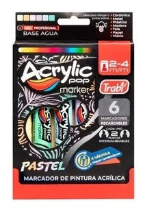 Marcadores De Acrilico Pastel Trabi 2-4mm Acrylic