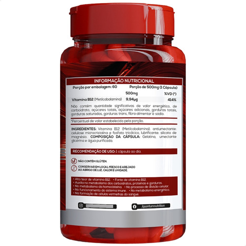 3 Potes Vitamina B12 Alta Concentração 414% Vd Kit 180 Cáps