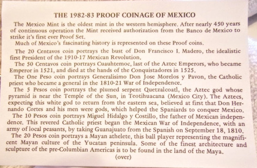 Coleccion Monedas Proof Mexico 1982-1983 !