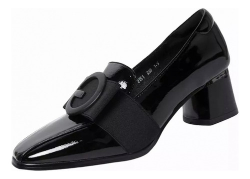 Zapatos Gruesos De Tacón Bajo Con Punta Cerrada Para Mujer,