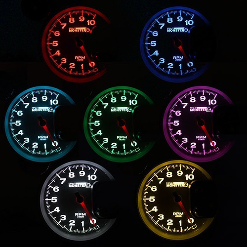Velocimetro Contagiro Rpm Universal Led 7 Cores Monster