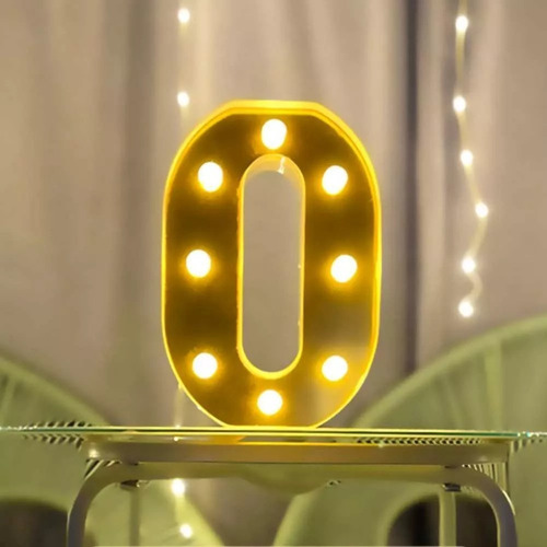 Letras Y Números Led 3d Luces Foco Lampara Decora Abecedario 0
