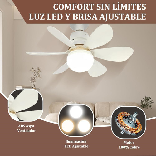 Foco Con Ventilador 40w Lampara Ventilador 52cm Lámpara