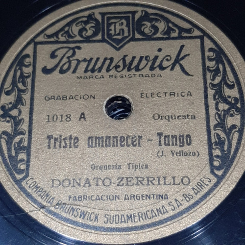 Pasta Donato Zerrillo Orquesta Tipica Brunswick C530