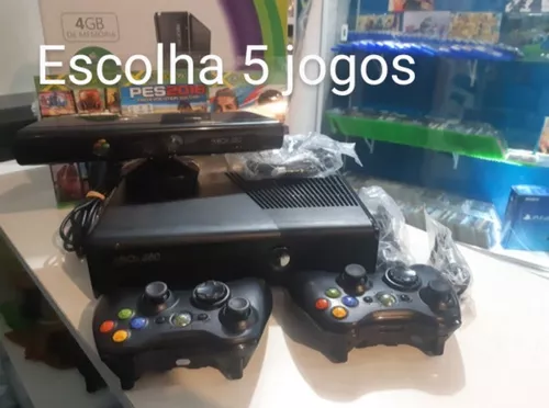 Console Xbox 360 Slim 4gb + 2 Controles E 5 Jogos - Usado