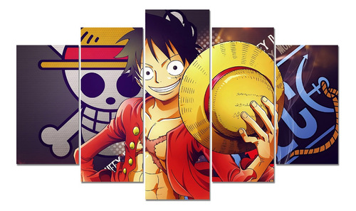 Cuadro - Poster - 5 Piezas 135 X 80 Cm - Luffy - One Piece