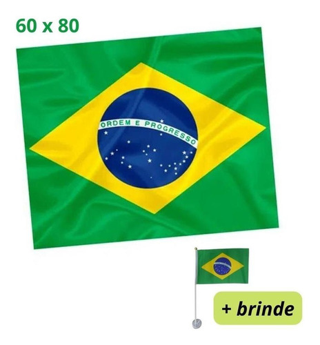 Bandeira Do Brasil Torcida Torcedor Tecido Grande Parede 1 Bandeira Brasil 60x80 + Brinde