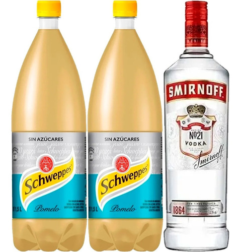 Schweppes Sin Azucar Pomelo 1,5 L + Vodka Smirnoff 700ml