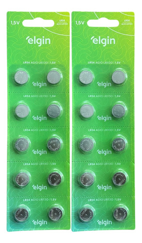 Kit 20 Baterias Pilhas Alcalina Lr54 1,5v 2 Cartela Elgin