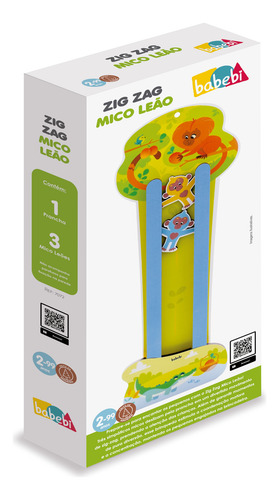 Brinquedo Infantil Zig Zag Mico Leão Deslizar Madeira Babebi Verde