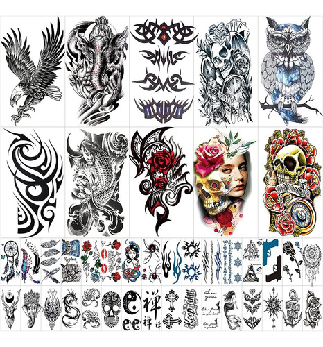 Tatuaje Tattoo Temporal Falso Brazo Pierna Neutral 42 Pcs