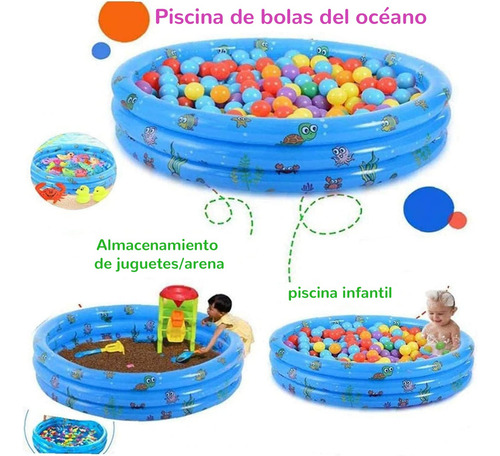 Alberca Inflable Infantil Redonda 130x40 Cm Azul
