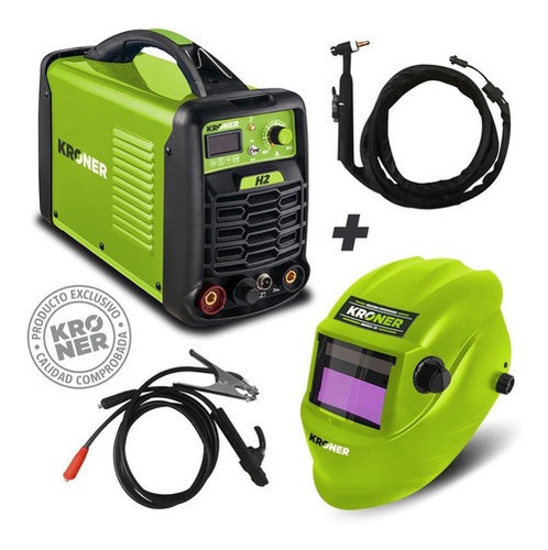 Imagen 1 de 7 de Soldadora Inverter Kroner Tig - Mma 250 Amp (2 En 1) Calidad Profesional Premium + Máscara Fotosensible Verde