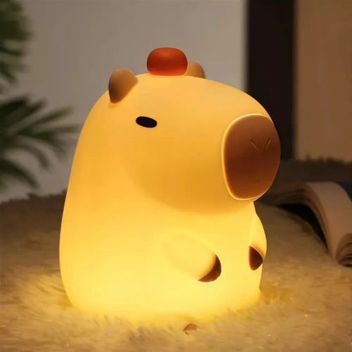 Luz Nocturna Silicona Capybara Con Control Táctil