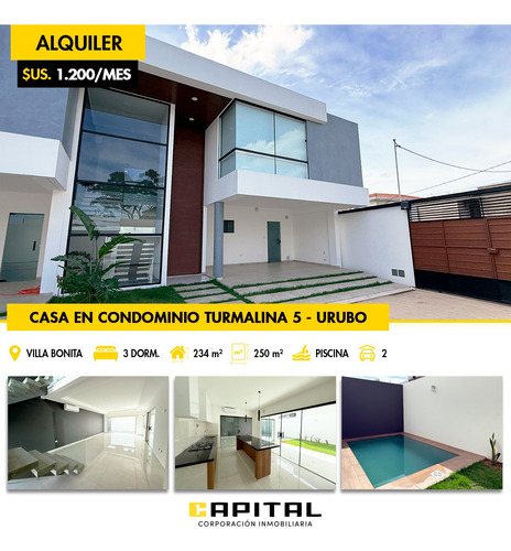 Moderna Y Linda Casa En Alquiler En El Urubó Condominio Turmalina 5