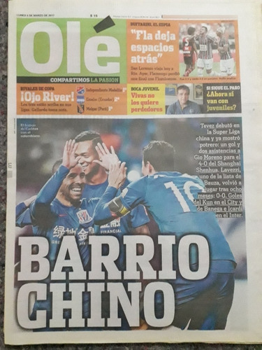 Diario Ole 6 Marzo 2017 Carlos Tévez Debut En China