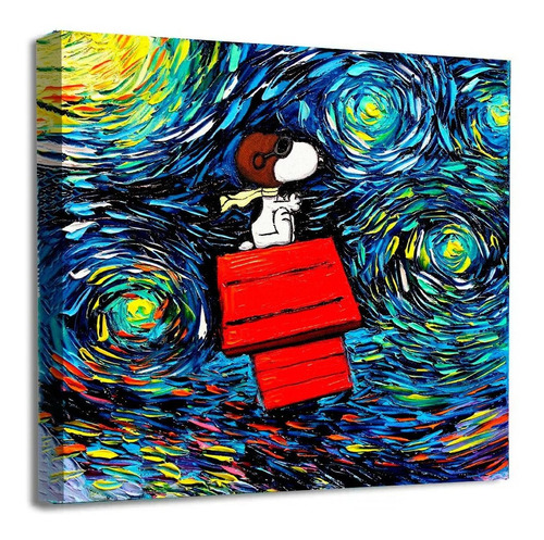 Cuadro Canvas Algodón Snoopy Charlie Brown Noche Estrellada 5 Modelos A Elegir Tintas No Tóxicas Seguras Para Tu Hogar