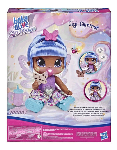 Boneca Baby Alive Glo Pixies Gigi Glimer Roxo Hasbro