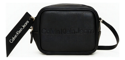 Bolsa Camera Bag Queima Logo Preta Calvin Klein Jeans Cor Preto