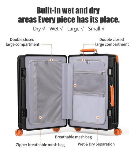 Marco De Aluminio Roplus Carry En Equipaje Con Ruedas De Sin