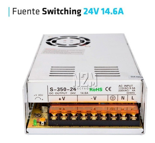 Imagen 3 de 10 de Fuente 24v 14a Metalica Regulada Switching Tira Led Cctv