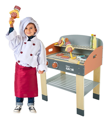 Cocinita De Juguete Parrilla Asador Juego Didáctico Infantil Color Gris/naranja