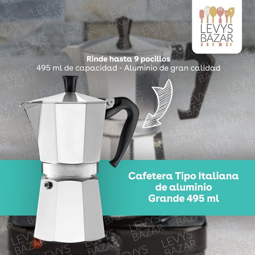 Imagen 4 de 10 de Cafetera Italiana 9 Pocillos + Batidor Espumador Leche Pilas