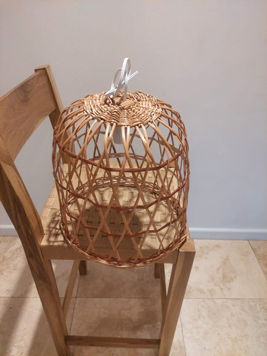 Lámpara Colgante De Mimbre 30x30 Jaula De Techo Marrón