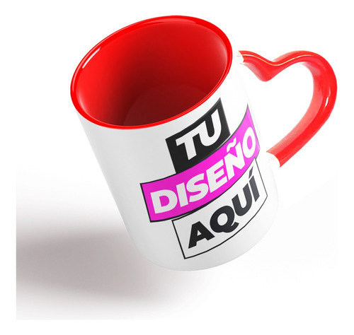 Tazón Taza Personalizada Con Asa De Corazón (tu Diseño Aqui)